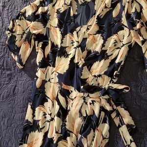 Navy and Ivory Floral Wrap Maxi Dress